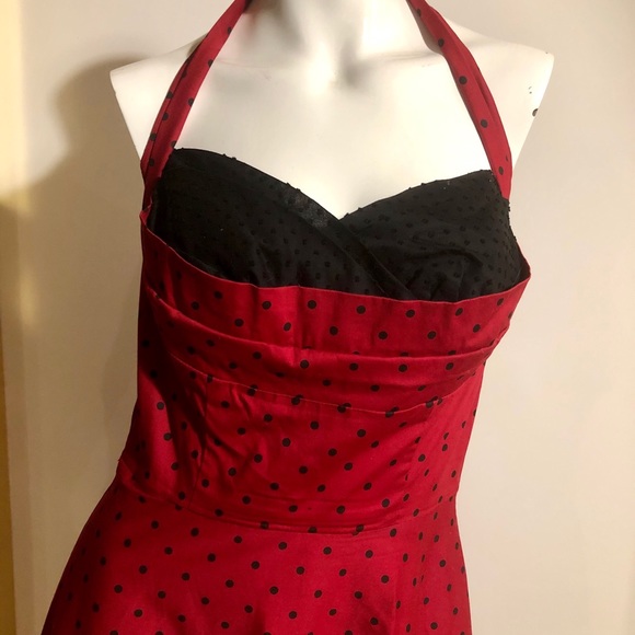 STOP STARING POLKA DOT RETRO DRESS RED - Picture 4 of 5